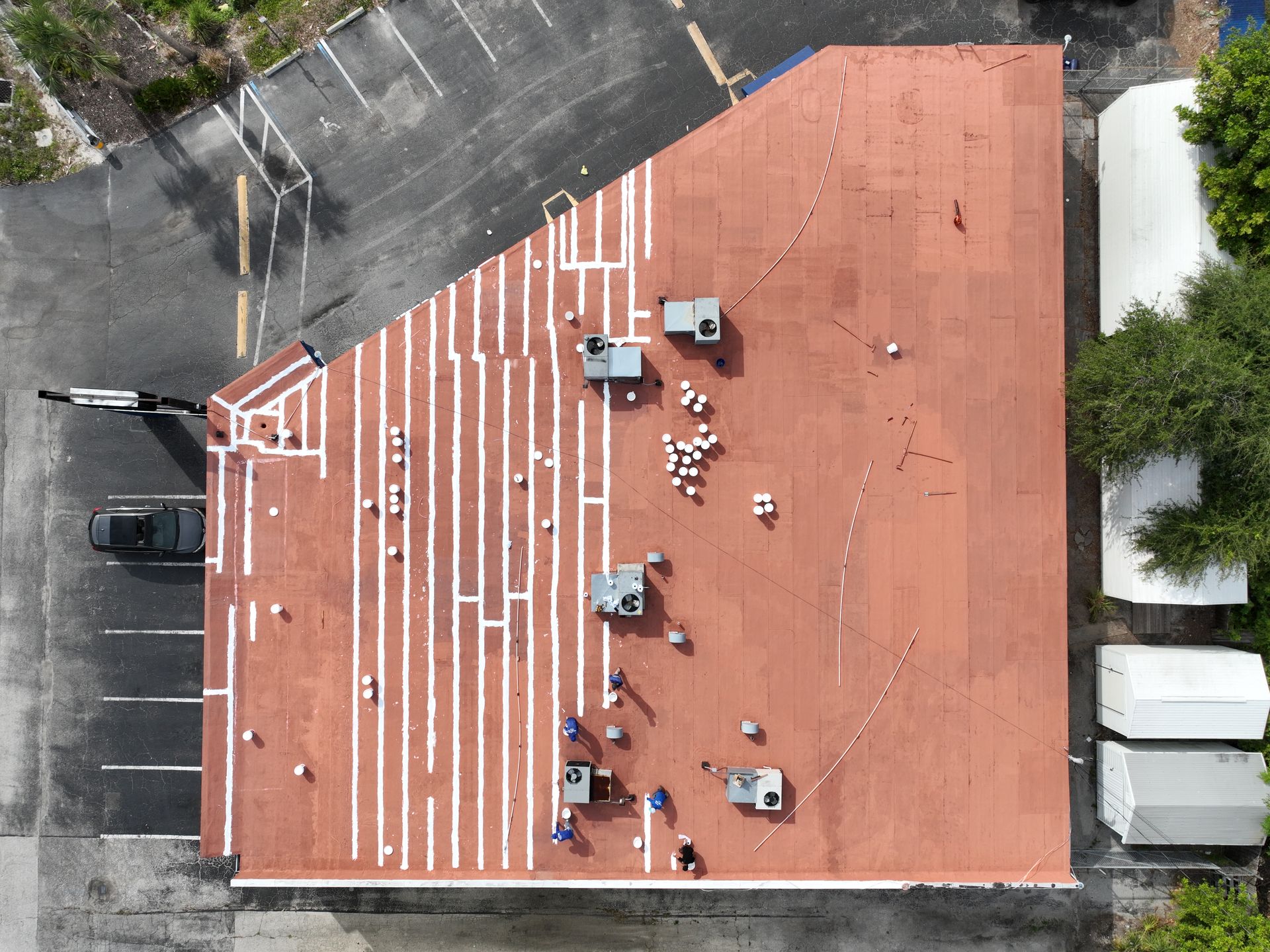 Aerial view of Florida homes with roofing